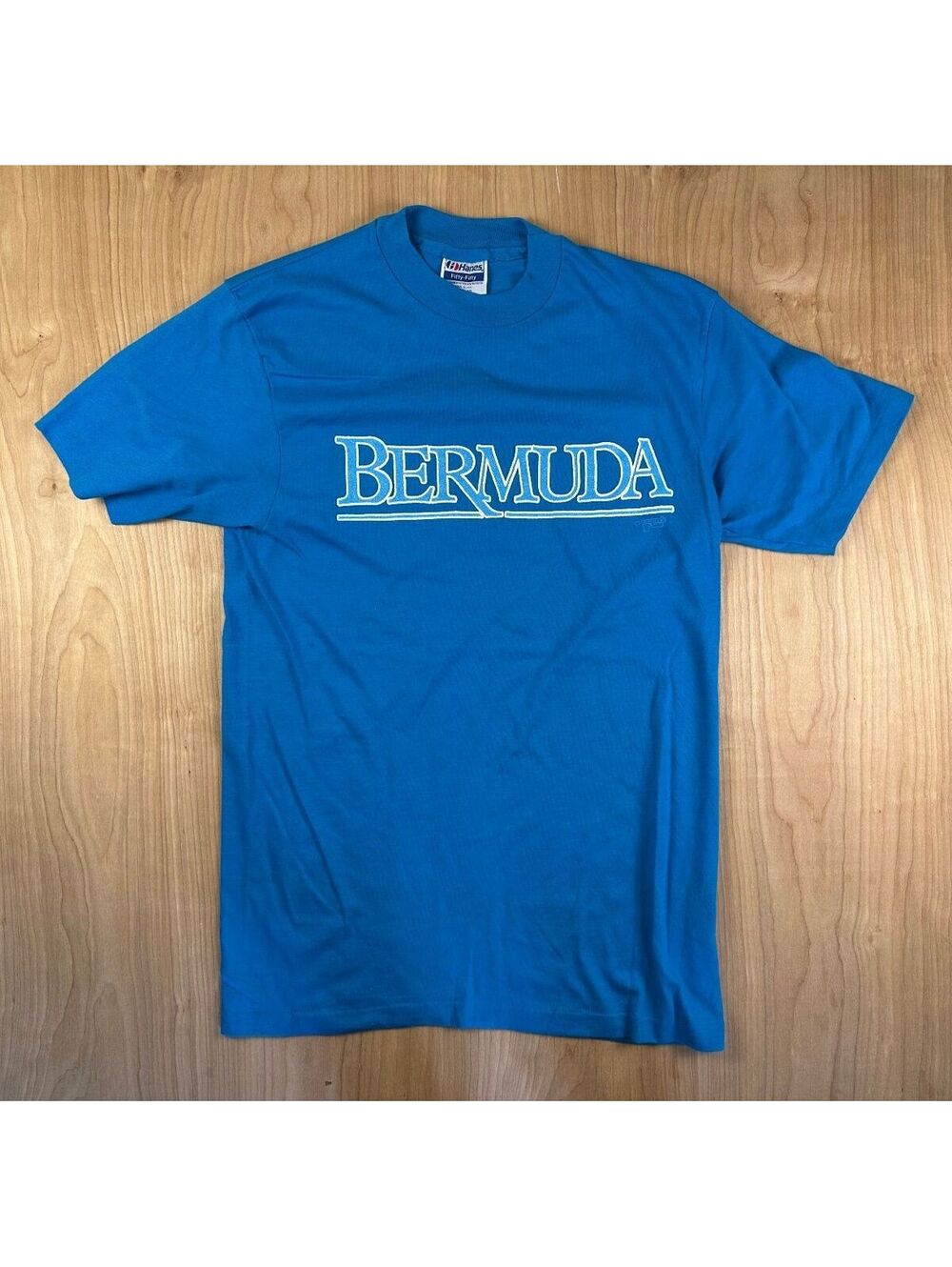Vintage 80s Bermuda tshirt Single Stitch hanes medium teal tourist islands